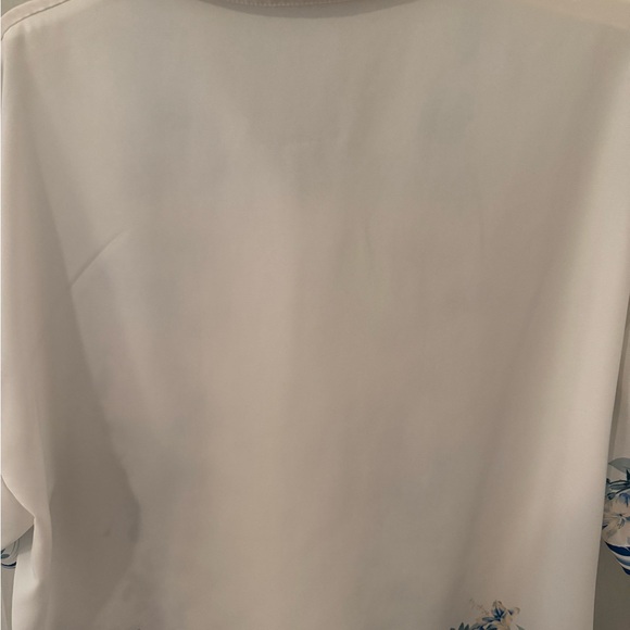 Abercrombie & Fitch Lightweight White Floral Collared Blouse size Large - Picture 7 of 11